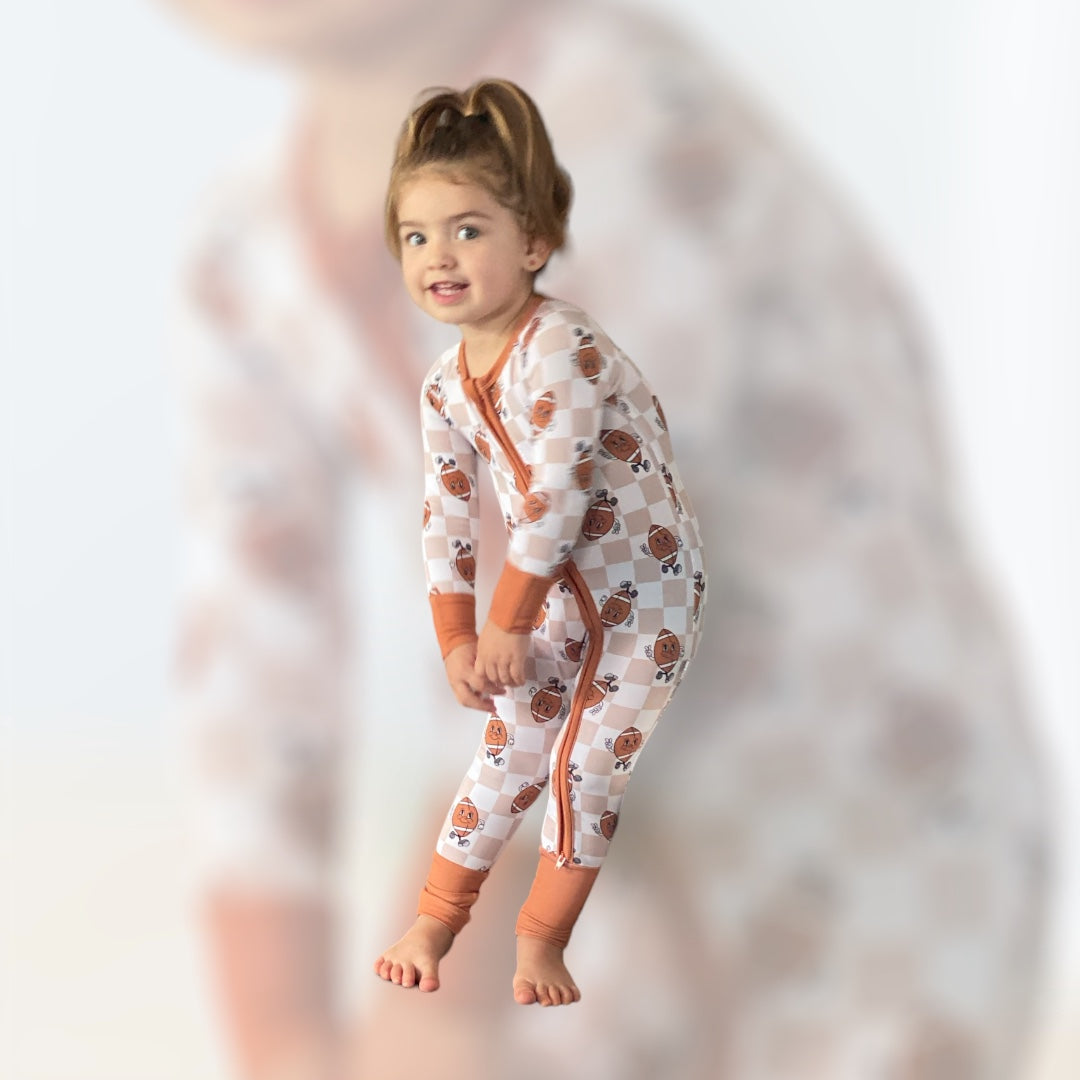 Football Double Zipper Pajamas